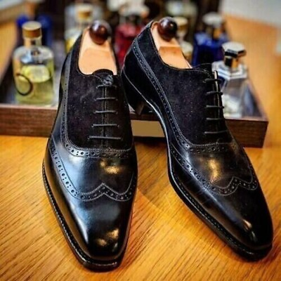 #ad Buy Handmade Black Suede Leather Wingtip Shoes Formal Casual Dress Shoes For Men