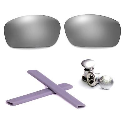 #ad New Walleva Polarized Black Vented Lenses Earsocks Bolts For Oakley Jawbone