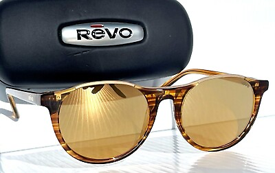 #ad NEW REVO KENDALL Palm Springs Amber Horn POLARIZED Gold Lens Sunglass 1200 11 CH