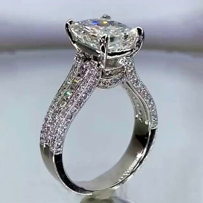 #ad Engagement Ring Gorgeous Party Wear Ring 925 Silver Plated 3Ct Simulated Diamond