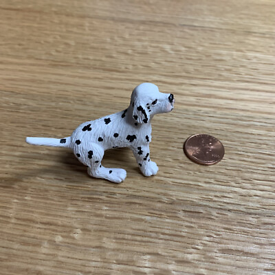 #ad Vintage Artisan Dollhouse Miniature Dalmatian Dog Spotted Puppy Pet Painted OOAK