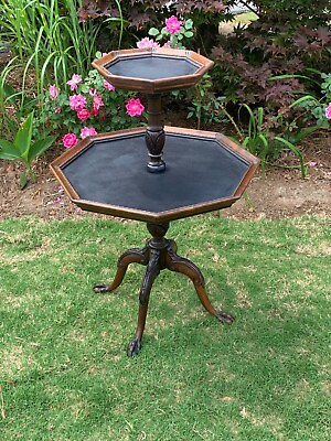 #ad Vintage round 2 tier table refinished