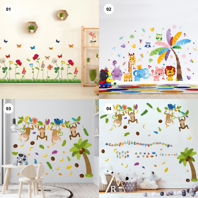 #ad Cute Zoo Animal Children Kids Wall Stickers Removable Nursery Room Decor DIY Art