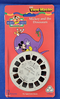 #ad Disney#x27;s Mickey Mouse and the Dinosaurs Cartoon view master 3 Reels open Pack
