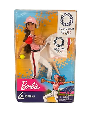 #ad Tokyo 2020 Olympic Games Softball Mattel Barbie Doll and Accessories New In Box