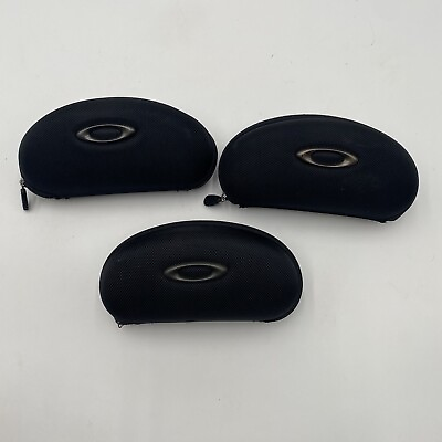 #ad Lot 3 Oakley Vault Black Soft Vault Clamshell Zipper Large Padded Sunglass Case