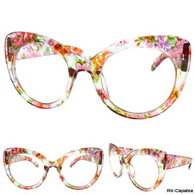 #ad Oversized Exaggerated Retro Clear Lens EYE GLASSES Large Flower Floral Frame C4