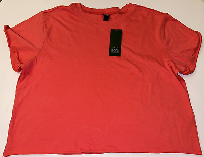 #ad Wild Fable Womens Short Sleeve Crop T Shirt Dark Pink Size XL NWT