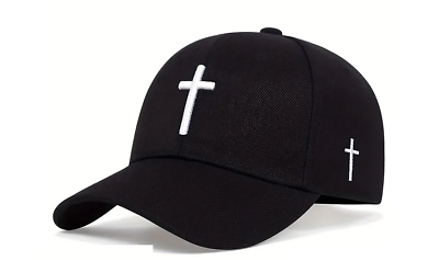 #ad New Catholic Christian Cross Jesus Embroidery Black Cap Hat Baseball Outdoor