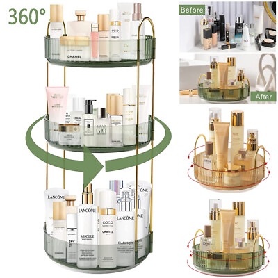 #ad 360° Makeup Organizer Bathroom Spinning Holder Rack Storage Box Display Box Case