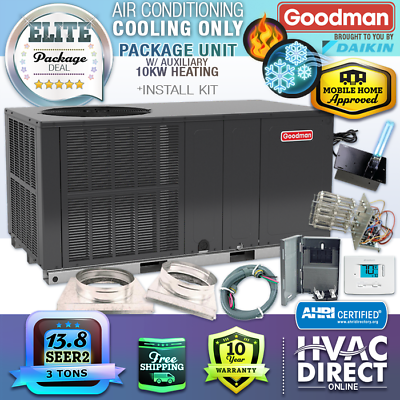 #ad 3 Ton 13.4 SEER2 Goodman Air Conditioner Package Unit AC System Install Kit