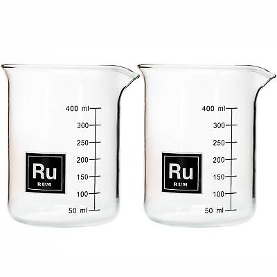 #ad Set of 2 Laboratory Beaker Rum Rocks Glasses 16oz each short glasses