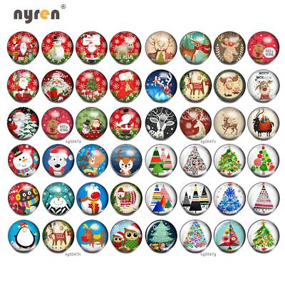 #ad 48pcs Mixed Christmas 18mm Glass Snap Button Fit DIY 20mm Snap Jewelry MG010