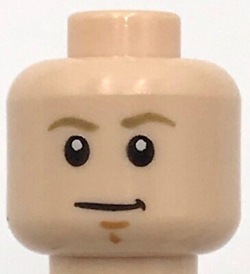 #ad Lego New Light Nougat Minifigure Head Dual Sided Dark Tan Eyebrows Chin Dimple