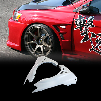 #ad For Mitsubishi EVO 10 X Front Vents Fenders FRP unpainted Mudguards bodykits