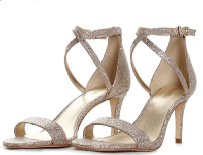 #ad Michael Michael Kors Ava Mid Sandal Sand Glitter Size 6.5 NIB
