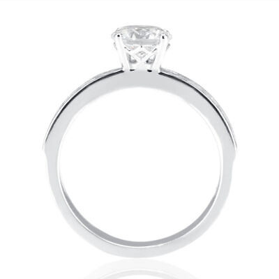 #ad 1.00 CT Classic Round Cut Diamond Engagement Ring 14K White Gold F G SI2 I1