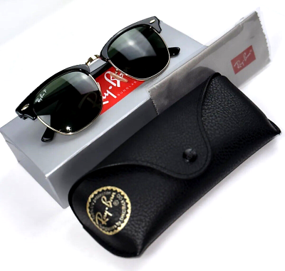 #ad NEW Ray Ban Polarized Sunglasses RB3016 Green Lens Black Goldtone Frame Italy