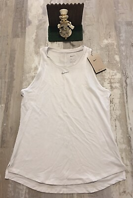 #ad NIKE Dri Fit T Shirt Womens Small White Sleeveless Top Blouse $52