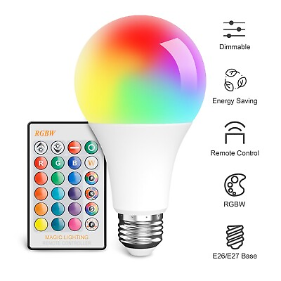 #ad LED Light Wireless Remote Control RGB Color Changing Dimmable 15W Light Bulb USA $10.95