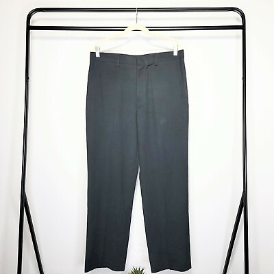 #ad JF J. Ferrar Men#x27;s Black Flat Front Dress Pants Size 34