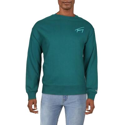#ad Tommy Jeans Mens Crewneck Pullover Embroidered Sweatshirt BHFO 8351