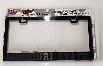 #ad Missouri State Bears License Plate Frame Etched Logo Reflects Light At Night