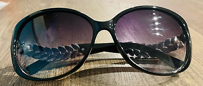 #ad Black NEW sunglasses oval rhinestone flower purple lenses sexy wave $9.00