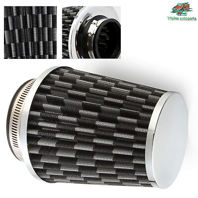 #ad 3quot; 76mm Dry Air Filter High Flow Inlet Cold Air Intake Cone Replacement Carbon