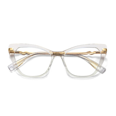 #ad Women Eyeglasses Cat Eye 54mm Glasses Frames TR90 Glasses Demo Lens W