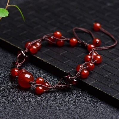 #ad Handmade Round Natural Garnet Bead Healing Lucky Reiki Women Bracelet Xmas Gift