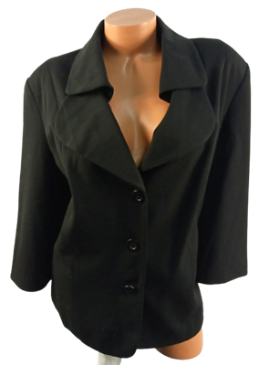 #ad Investments ll black lined padded 3 4 sleeves button down jacket 20W