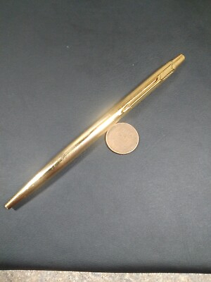 #ad New Old Stock Vintage Parker Classic Gold Ballpoint Pen Fine Guilloche Lines