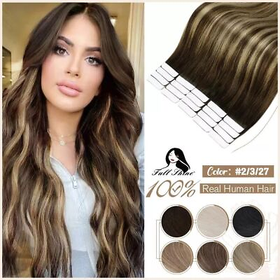 #ad Full Shine Tape In Hair Extensions Remy Human Hair Skin Weft Invisiable Seamless
