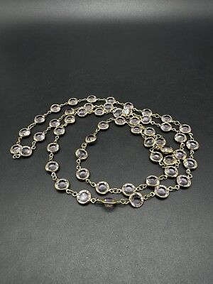 #ad Vintage Crystal Bezel Set Diamante Necklace 34quot;