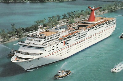 #ad Vintage Postcard Carnival Cruise Ship Fantasy Registered in Liberia Unposted
