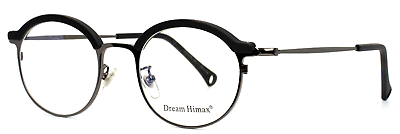 #ad DREAM HIMAX S22215 11 Black Gunmetal Unisex Round Eyeglasses 49 17 139 B:43