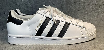 #ad adidas Superstar Sneakers Shell Toe White Black Mens Shoe Size 8 Full Heel Tag
