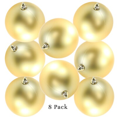 #ad 8IN LARGE MATTE GOLD CHRISTMAS BALL ORNAMENTS SHATTERPROOF PLASTIC 200MM
