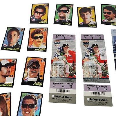 #ad Indianapolis 500 Ticket Stubs and Driver Cards 1986 1987 1991 2007 2008