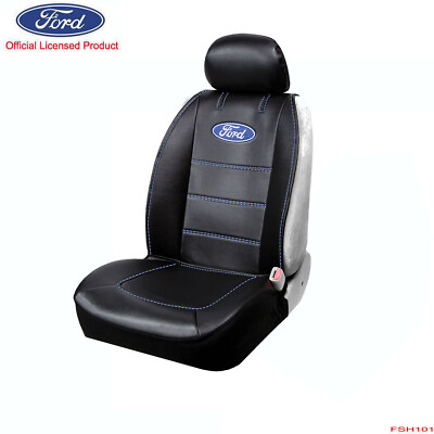 #ad New Ford Logo Black Synthetic Leather Sideless Car Truck Front Seat Cover $34.02