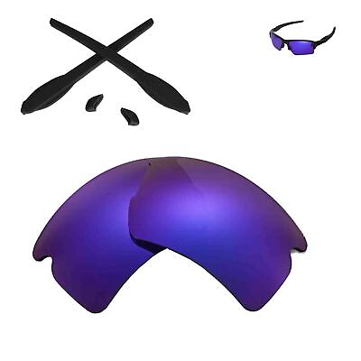 #ad Walleva Polarized Purple Lenses And Black Rubber Kit For Oakley Flak 2.0 XL