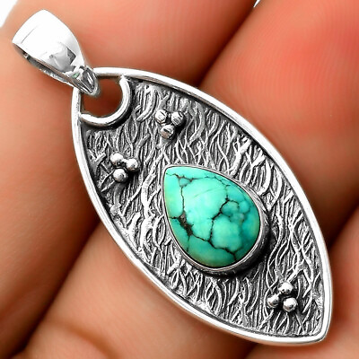 #ad Natural Turquoise Magnesite 925 Sterling Silver Pendant Jewelry P 1524