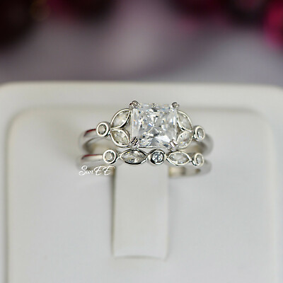 #ad Wedding Rings Engagement Rings Women 925 Sterling Simulated Princess Cut