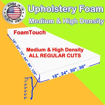 #ad Upholstery Foam Seat Cushion Replacement Sheets variety Regular Cut by FoamTouch $24.50