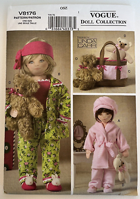 #ad OOP Vogue Sewing Pattern 8176 Linda Carr 18quot; Doll Clothes Sleepwear Bear UC FF
