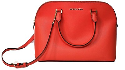 #ad NEW MICHAEL KORS Cindy Large Dome Purse Mandarin Leather Handbag Authentic Bag