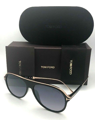 #ad New TOM FORD Sunglasses NICHOLAI 02 TF 624 01C 57 14 Black amp; Gold with Grey Fade
