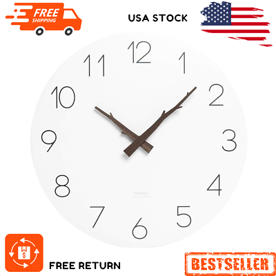 #ad Flatwood Twig Wall Clock 12 Wood Wall Clock Non Ticking Silent Decorative Clock.
