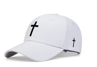 #ad New Catholic Christian Cross Jesus Embroidery White Cap Hat Baseball Outdoor